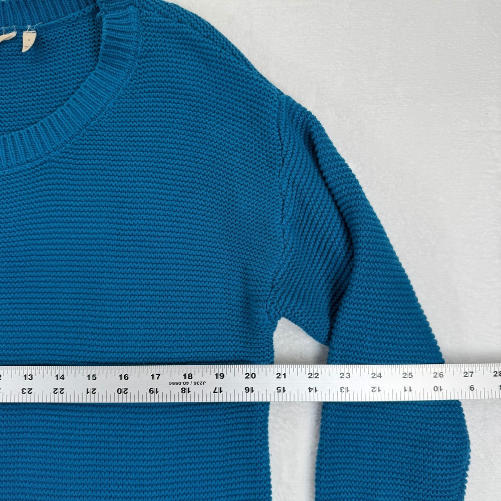 Soft Surroundings Teal Cotton Blend Textured Knit Tunic Sweater L 2BU14 - Picture 2 of 7